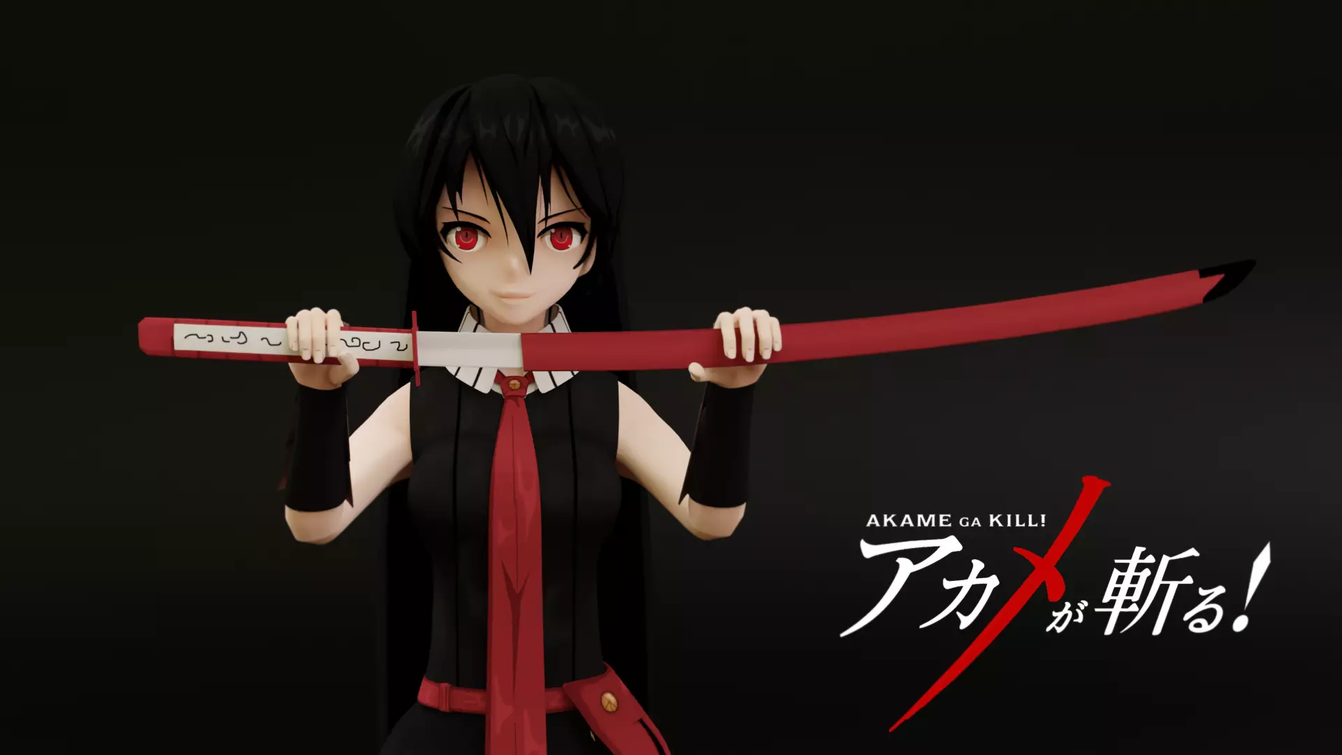 Akame Anime Female - Akame Ga Kill Low-poly 3D model_0