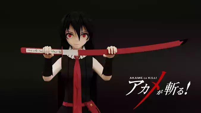 Akame Anime Female - Akame Ga Kill Low-poly 3D model