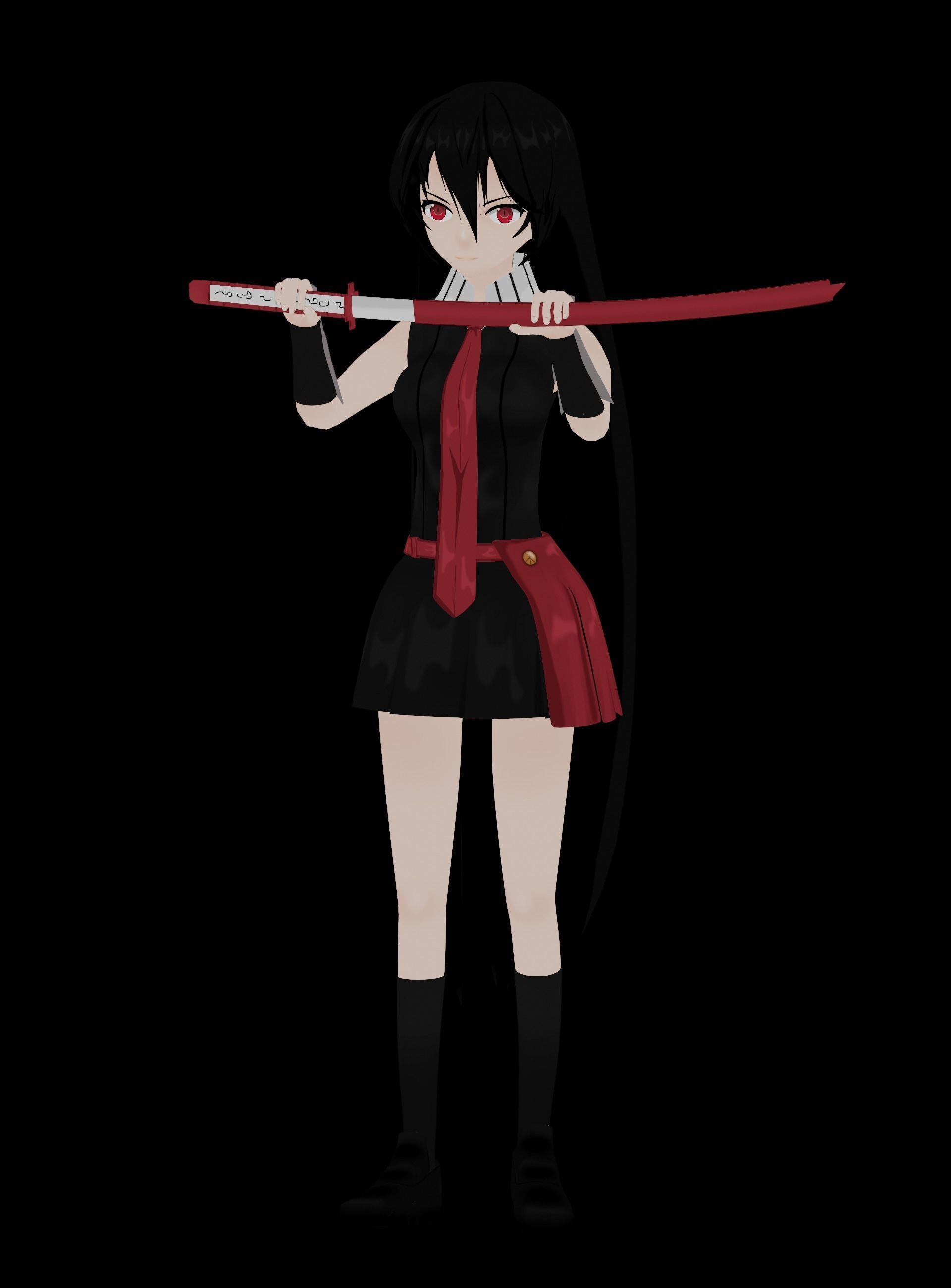 Akame Anime Female - Akame Ga Kill Low-poly 3D model_10