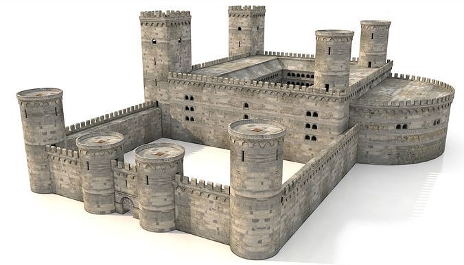Castle medieval Low-poly 3D model