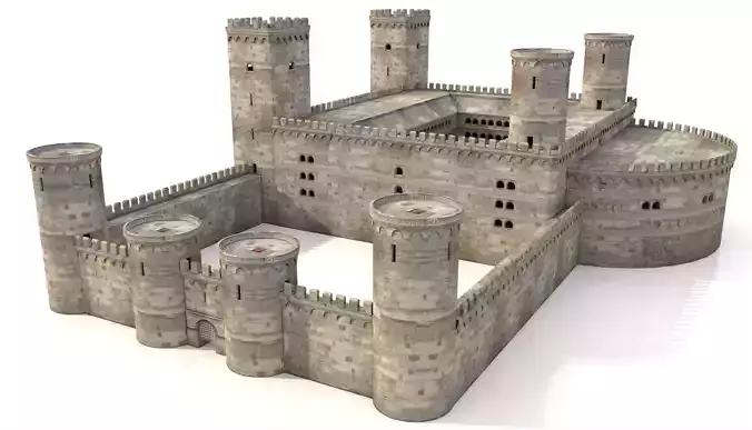 Castle medieval Low-poly 3D model