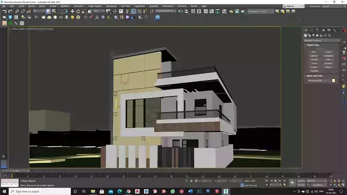 Modern two storey villa 3D model Exterior Elevation