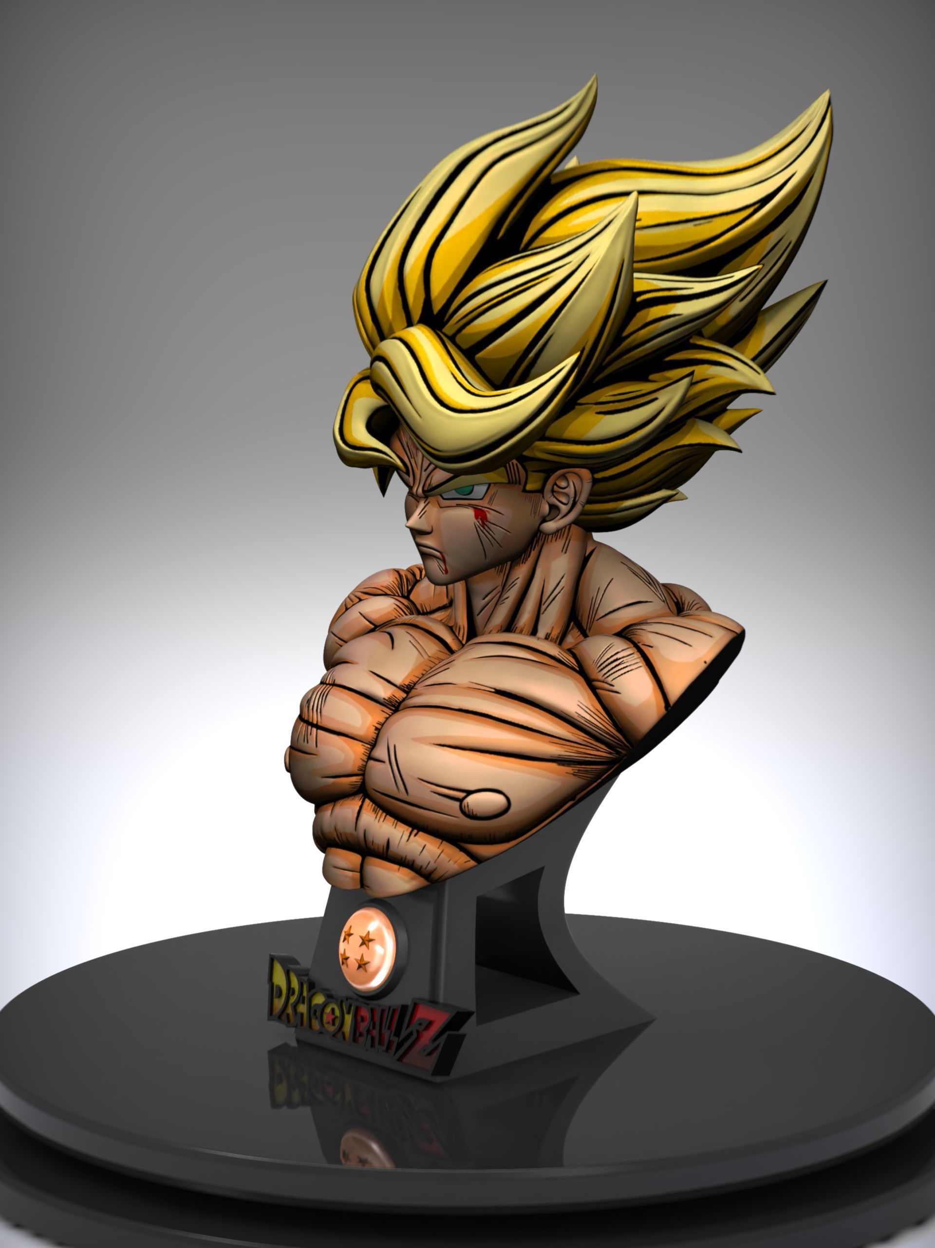 Bust of goku ssj namek 3D print model_7