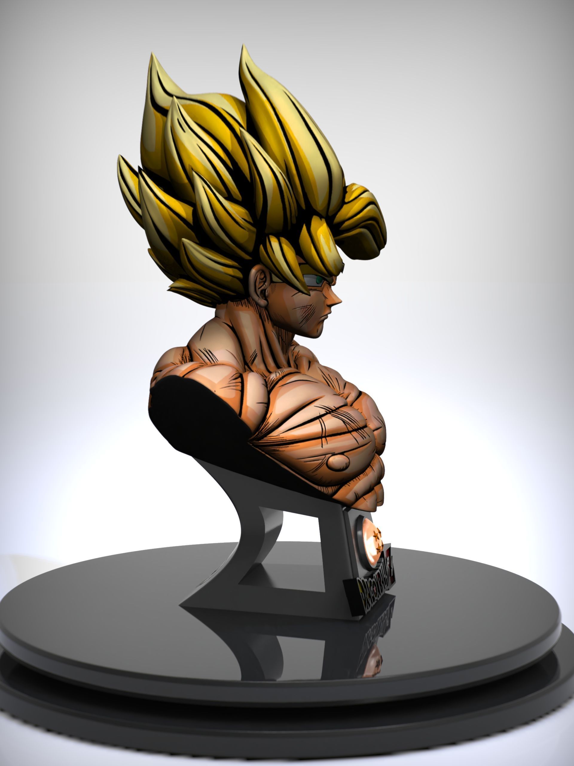 Bust of goku ssj namek 3D print model_3