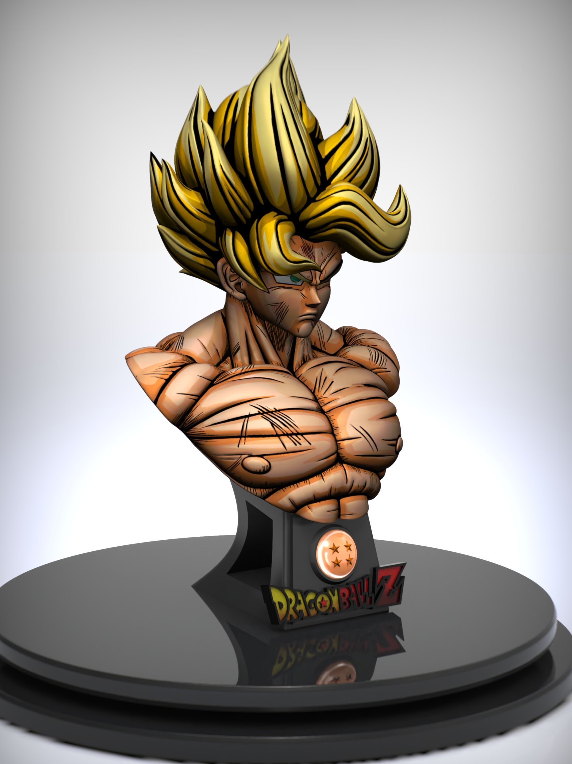 Bust of goku ssj namek 3D print model_2