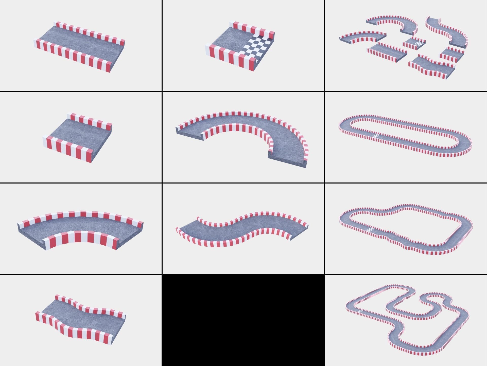Racetrack Segments Collection Low-poly 3D model_23