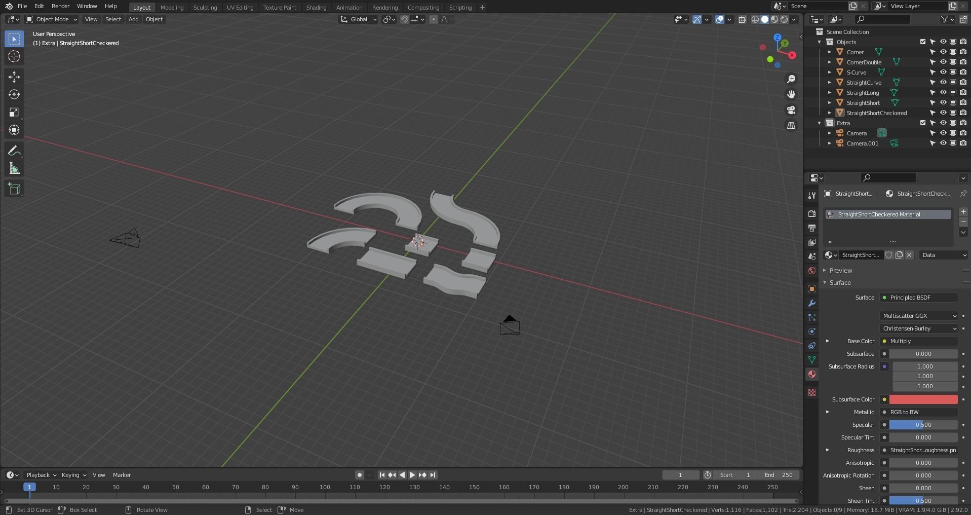 Racetrack Segments Collection Low-poly 3D model_26