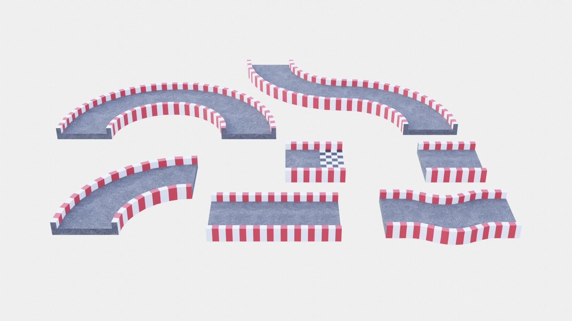 Racetrack Segments Collection Low-poly 3D model_5