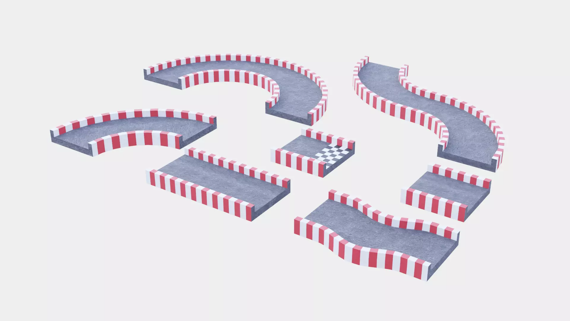 Racetrack Segments Collection Low-poly 3D model_0