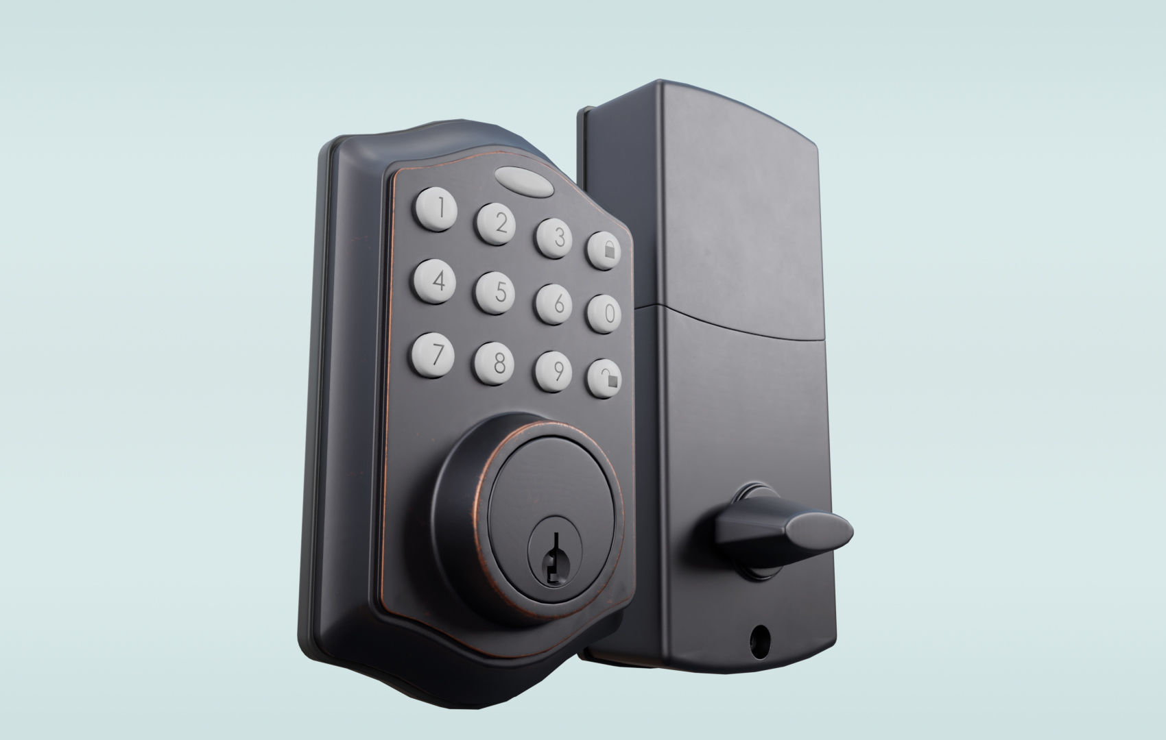 Modern Digital Door Lock Low-poly 3D model_2