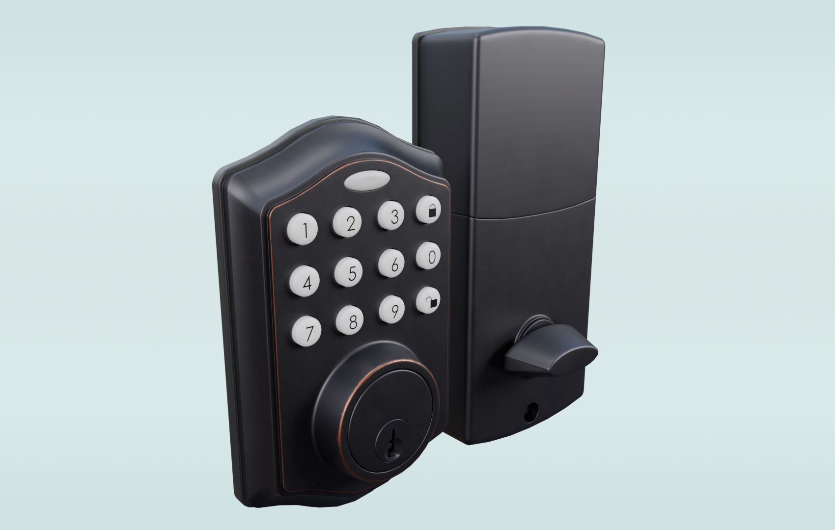Modern Digital Door Lock Low-poly 3D model_5