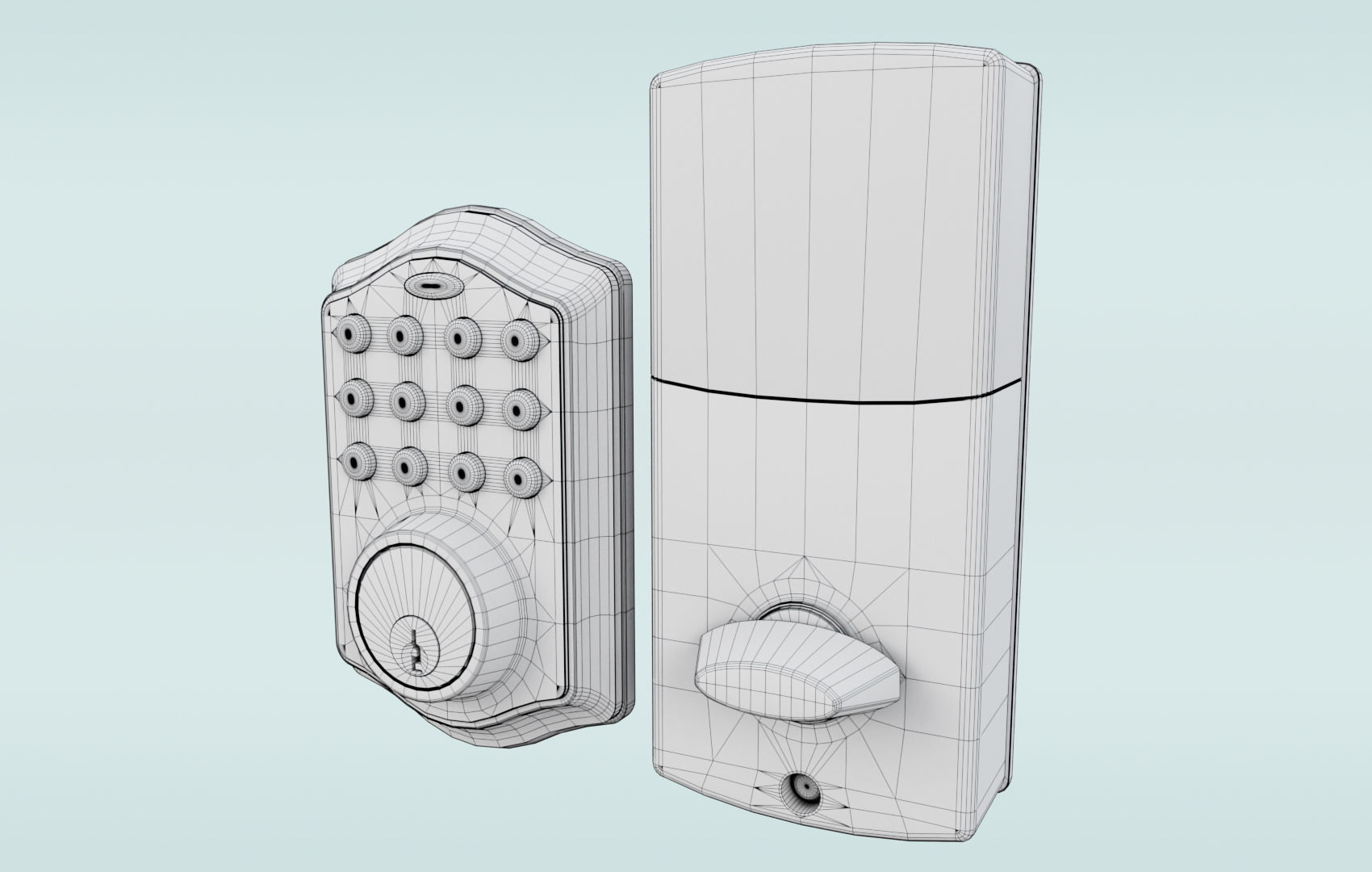Modern Digital Door Lock Low-poly 3D model_18