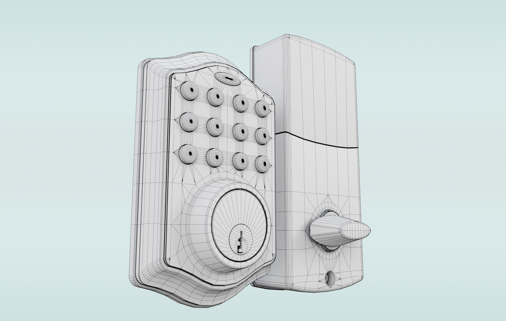 Modern Digital Door Lock Low-poly 3D model_32
