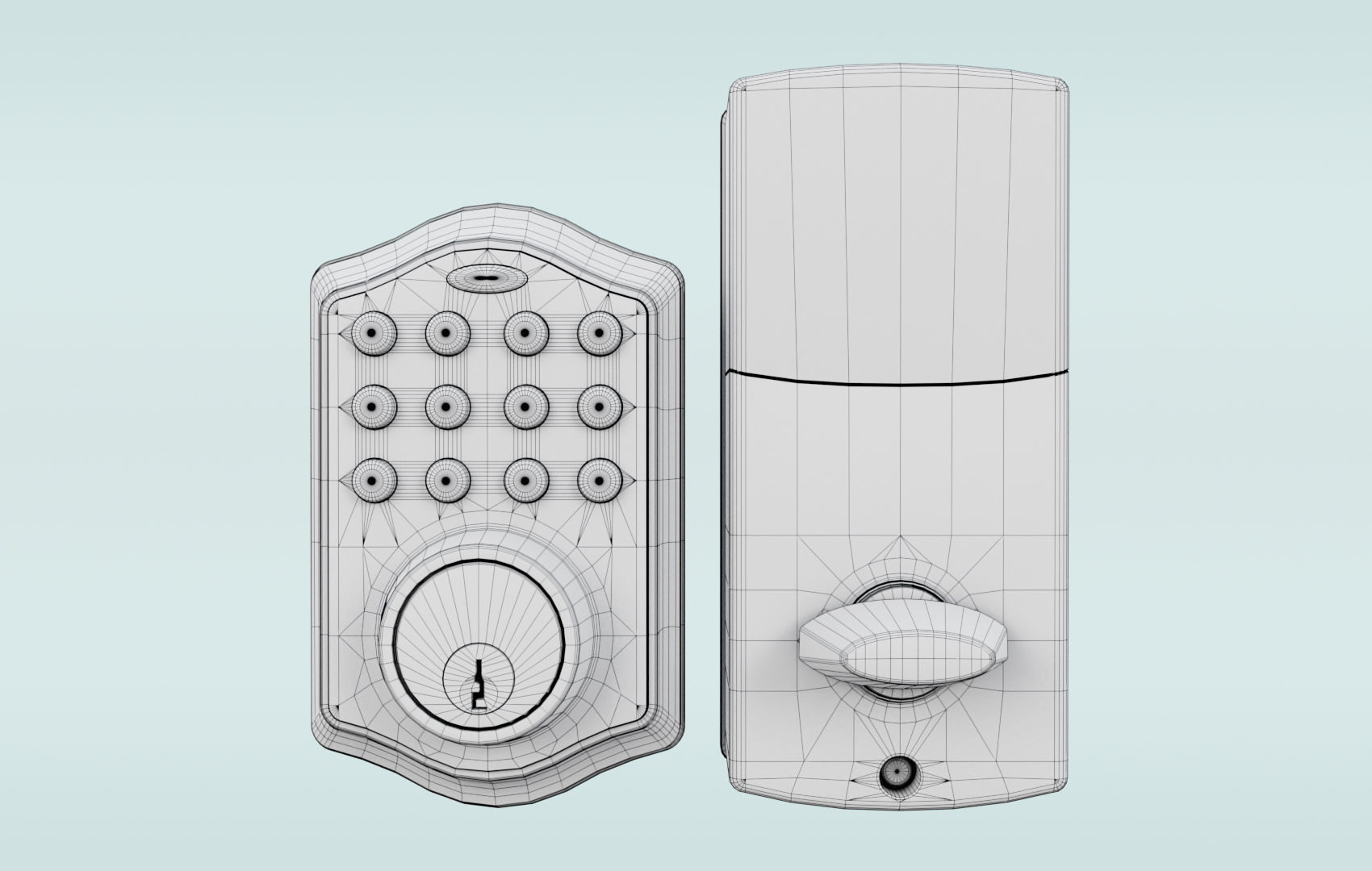 Modern Digital Door Lock Low-poly 3D model_23