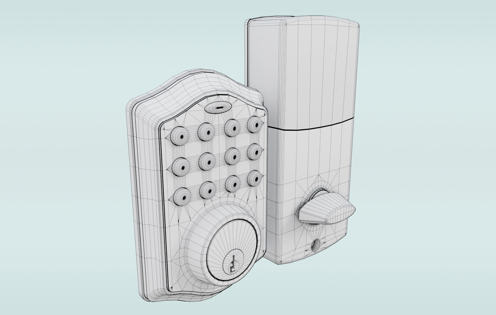 Modern Digital Door Lock Low-poly 3D model_14