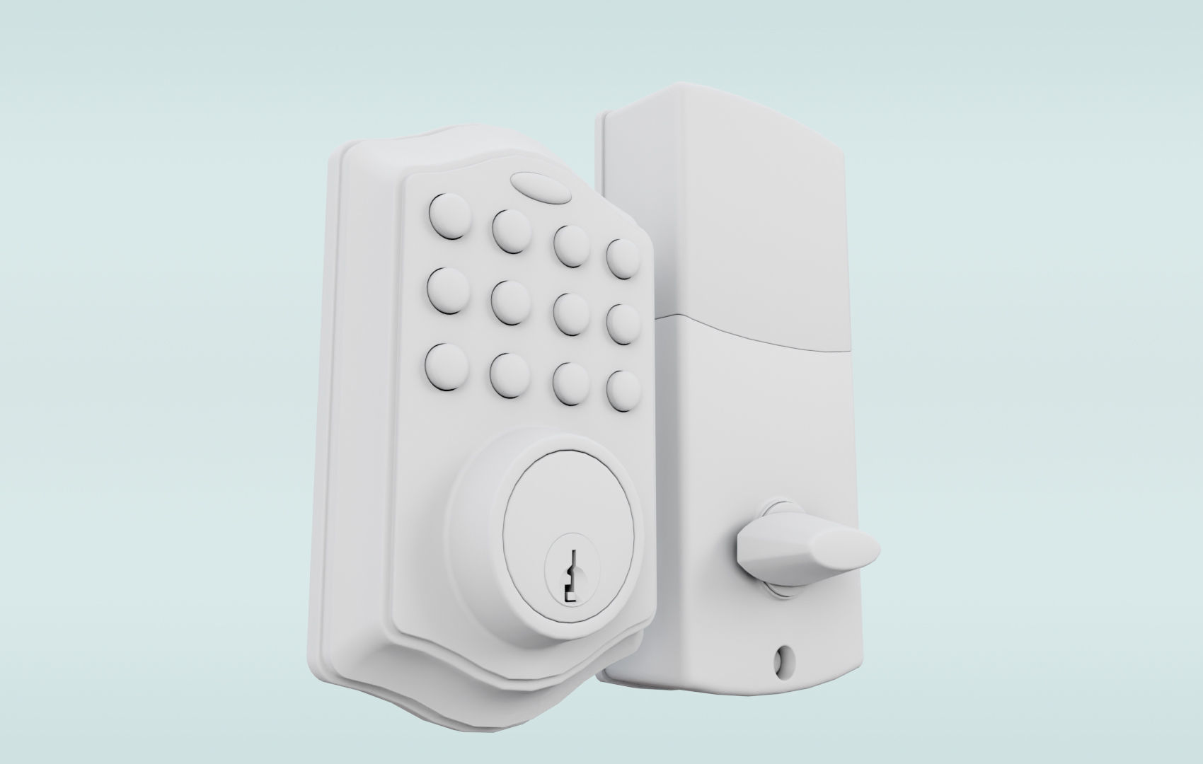 Modern Digital Door Lock Low-poly 3D model_17