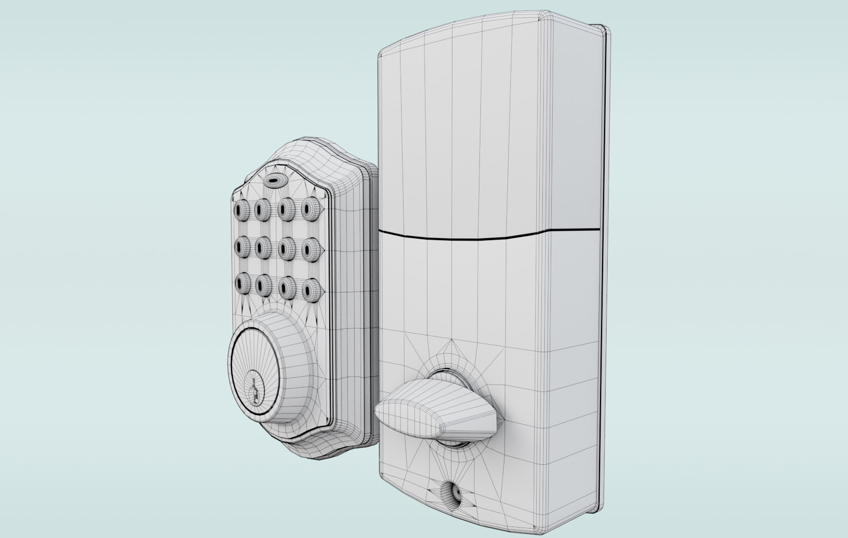 Modern Digital Door Lock Low-poly 3D model_29