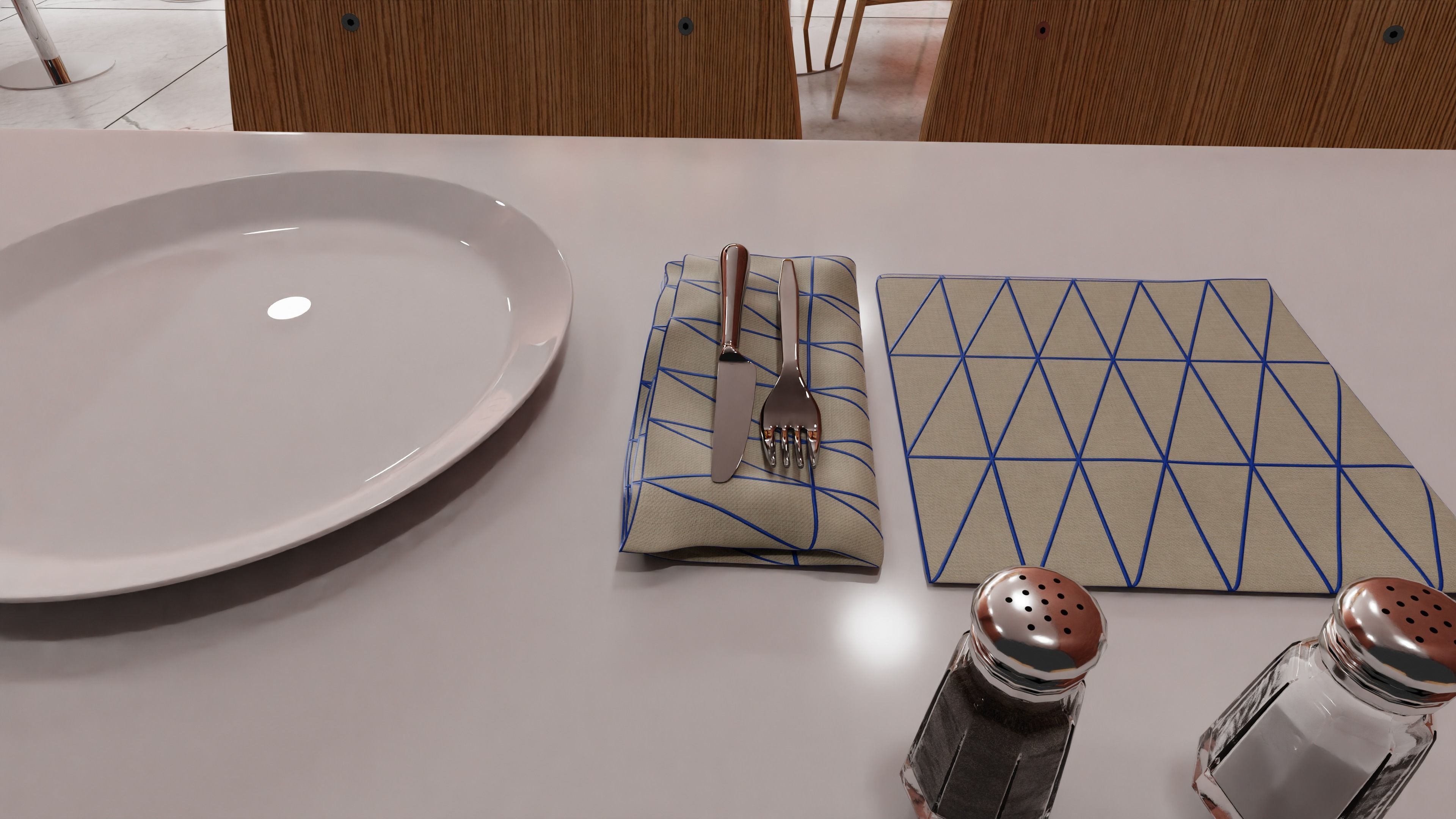 Fork and knife Low-poly 3D model_9