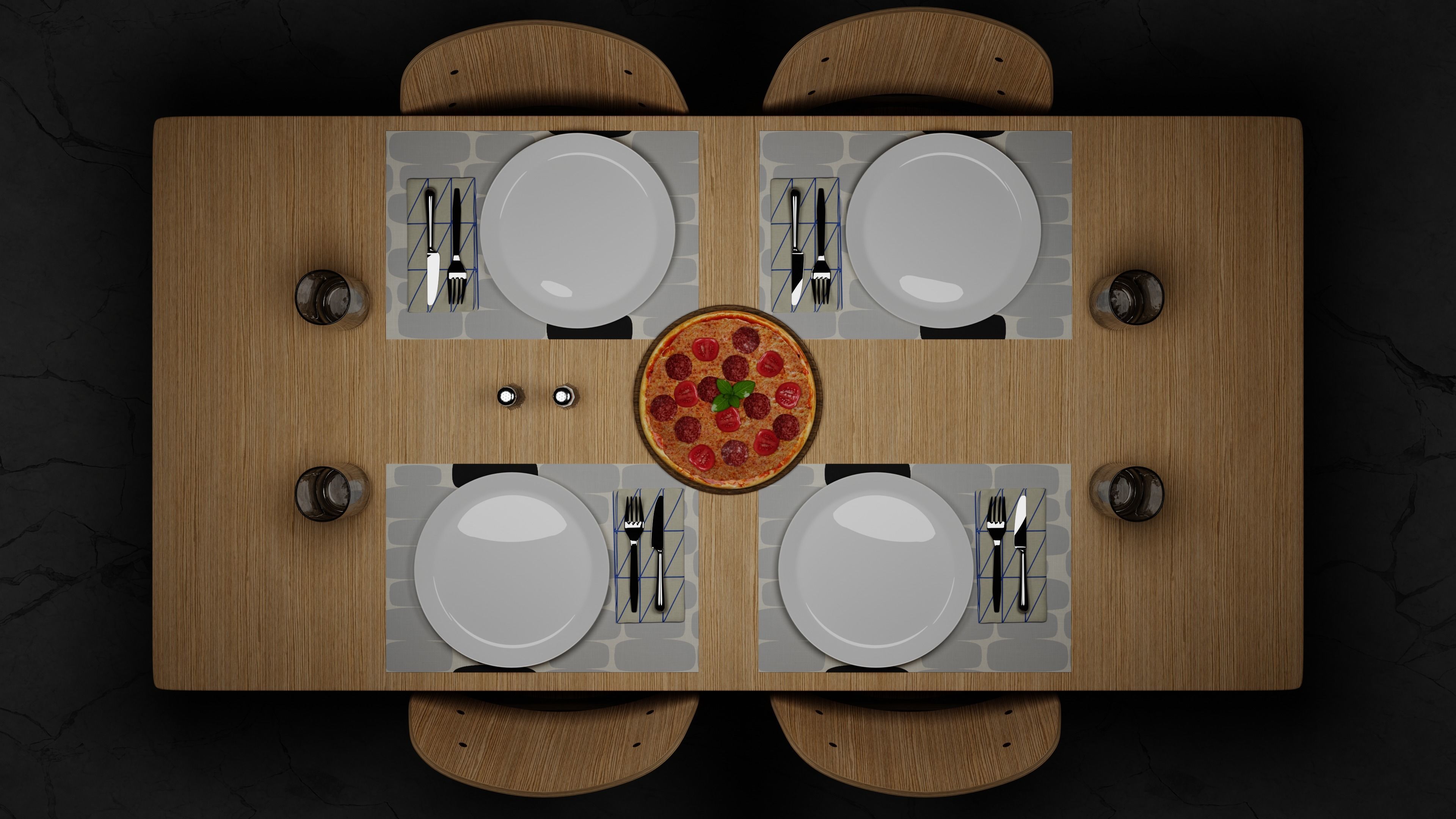 Fork and knife Low-poly 3D model_8