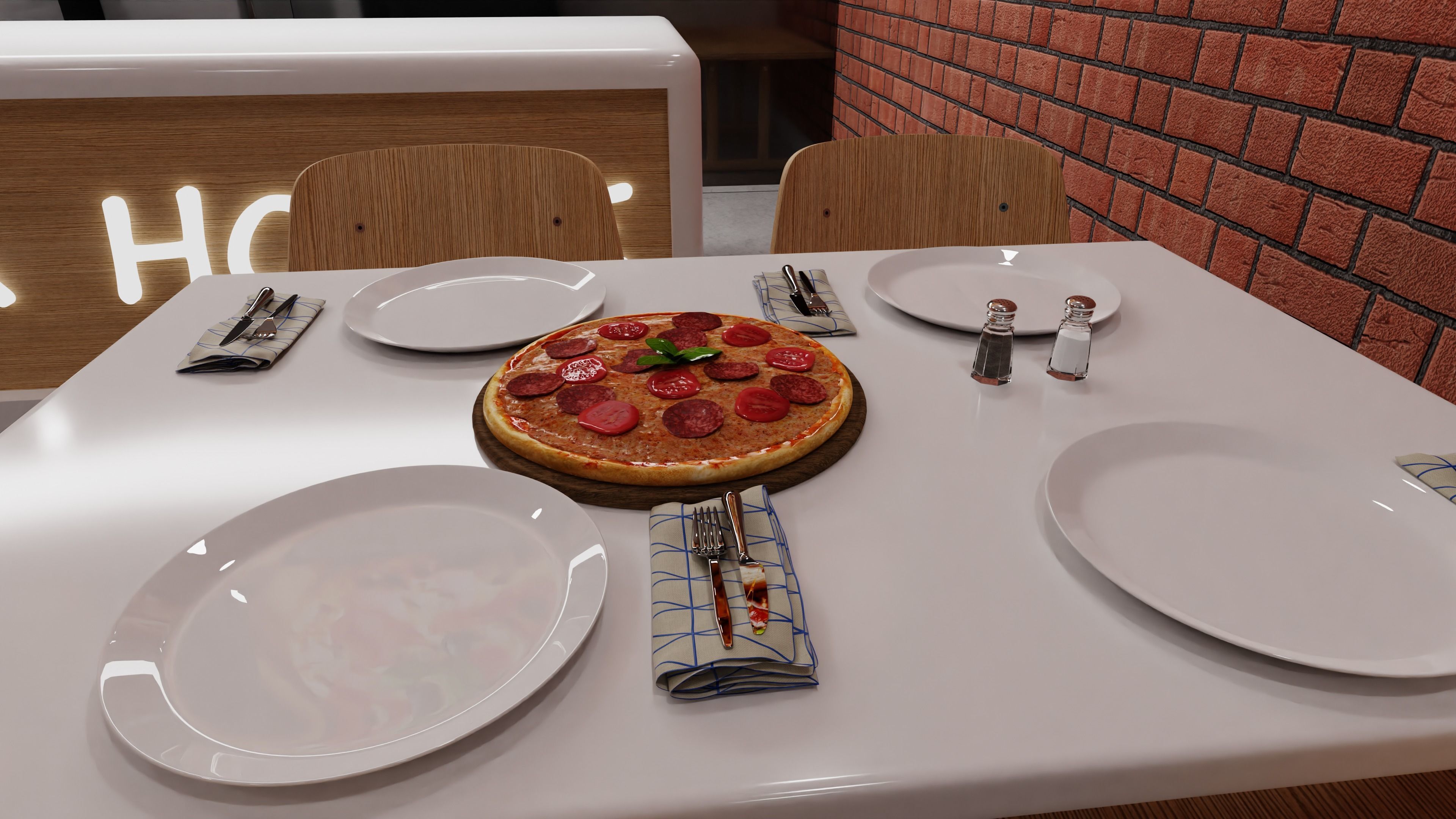 Fork and knife Low-poly 3D model_13