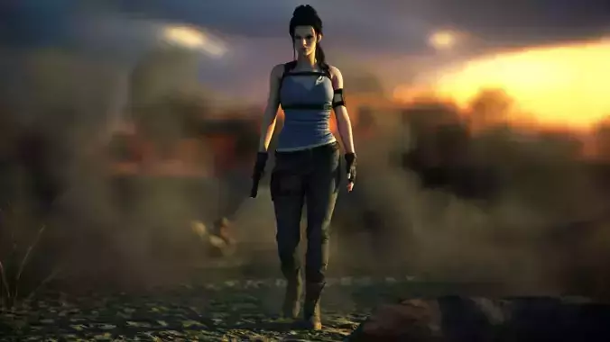 Rigged Female Model with Facial Blend shapes