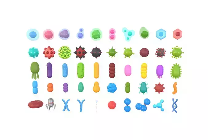 Low Poly Biology Pack Low-poly 3D model