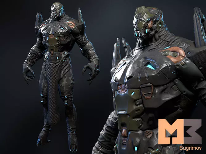 Sci-Fi Character 02 Hunter Low-poly 3D model_0