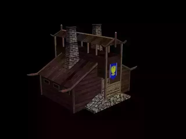 Wooden low-poly house 3d model 