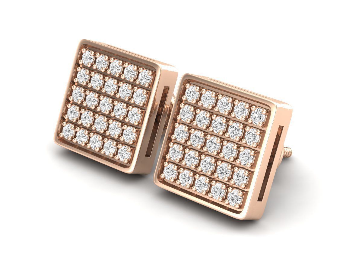 Diamond earrings for woman 3D print model_3