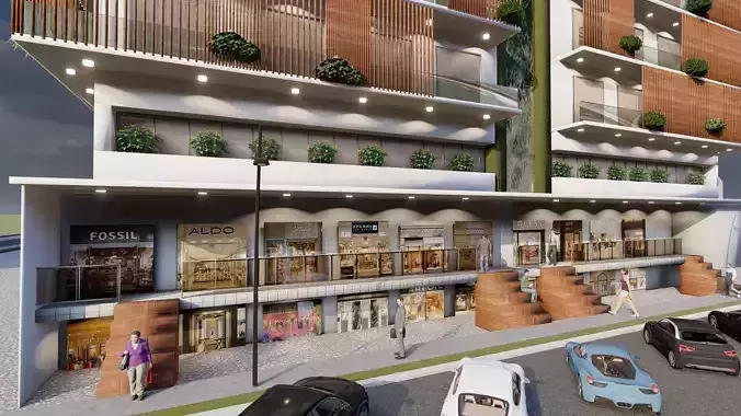Exterior Design Modeling of a Building Low-poly 3D model
