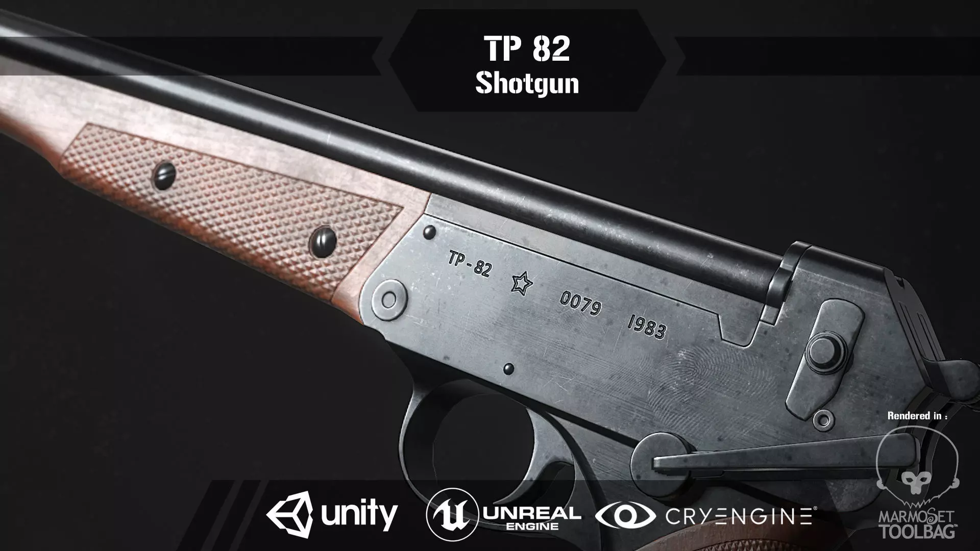 Tp 82 shotgun Low-poly 3D model_0