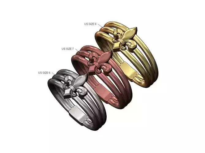 Lys flower wire ring US sizes 6 7 8 3D print model