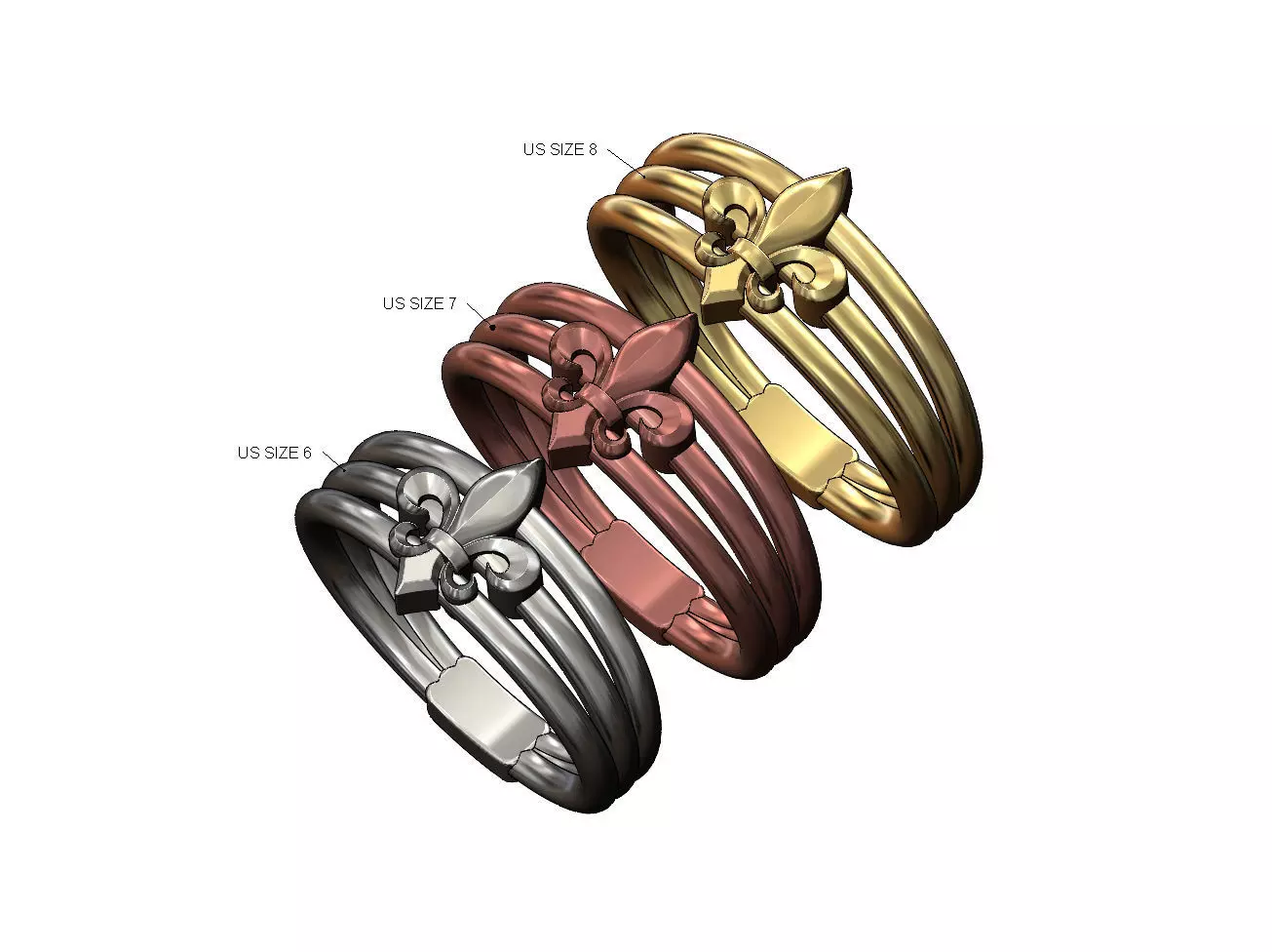 Lys flower wire ring US sizes 6 7 8 3D print model