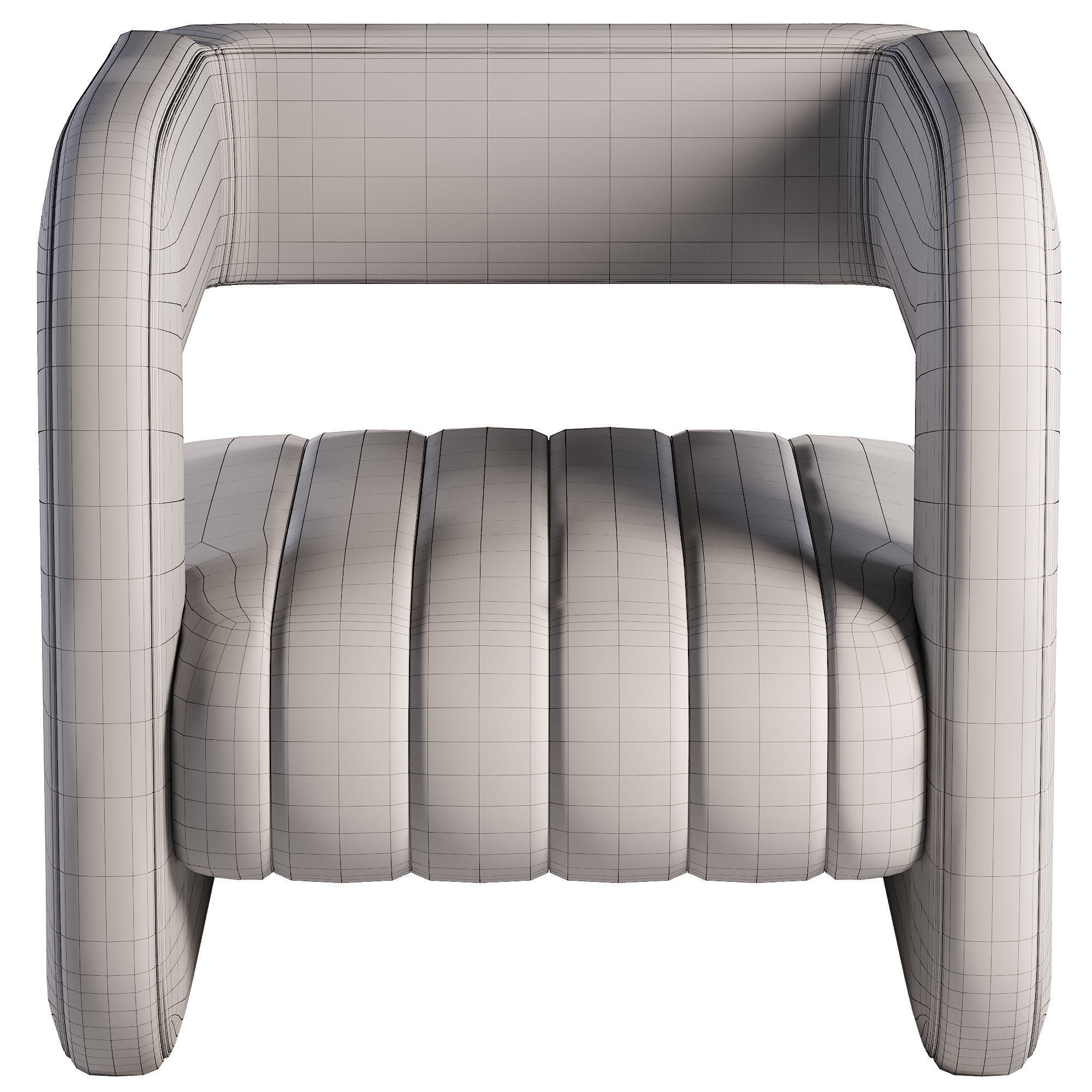 Armchair leather lounge chair Low-poly 3D model_5
