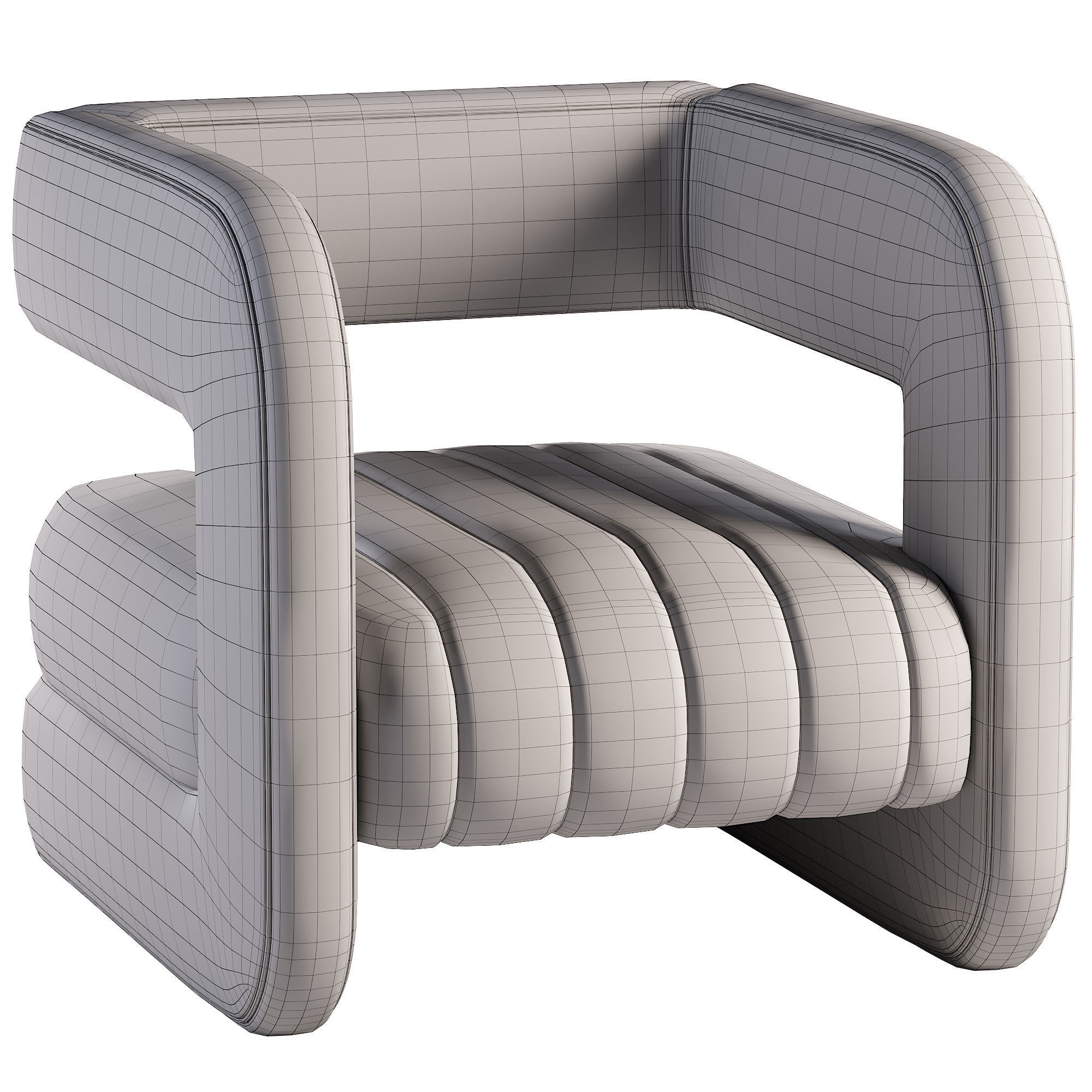 Armchair leather lounge chair Low-poly 3D model_4