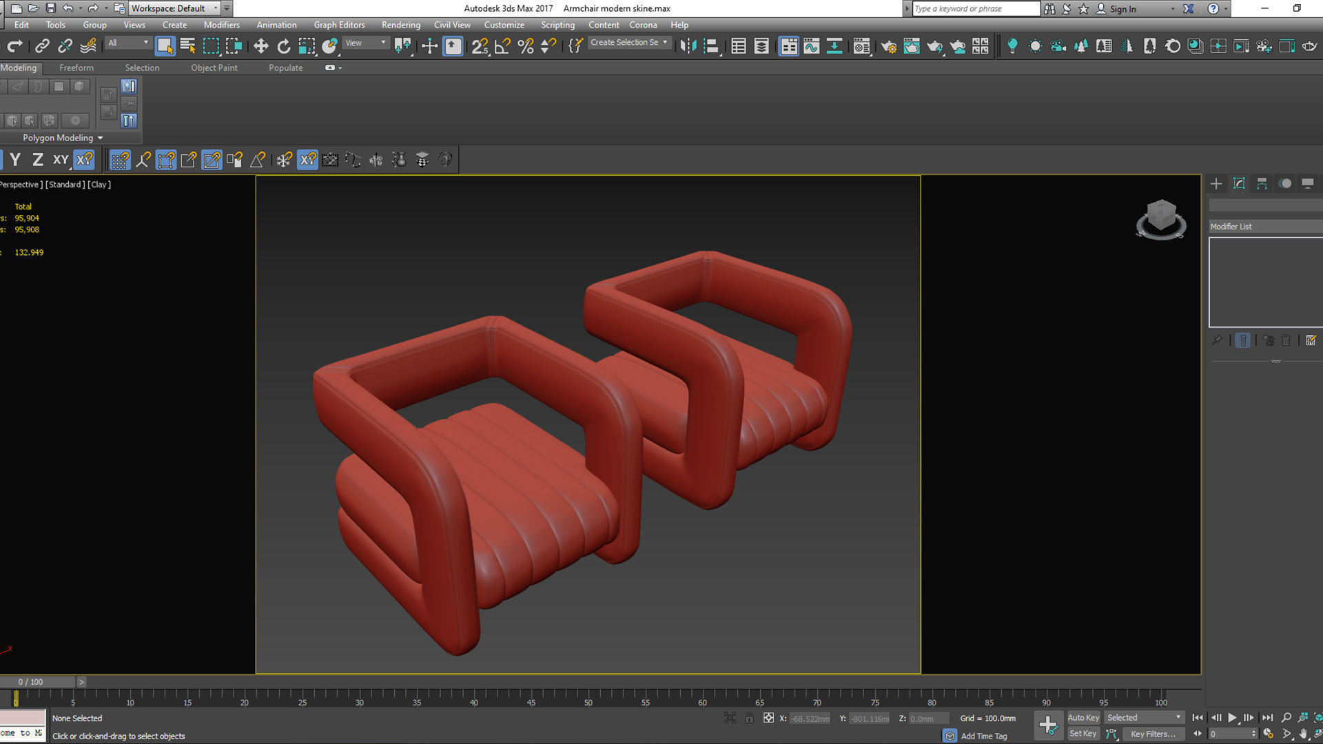 Armchair leather lounge chair Low-poly 3D model_6