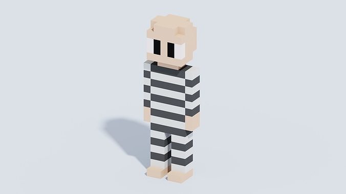 Voxel Human T9 Low-poly 3D model