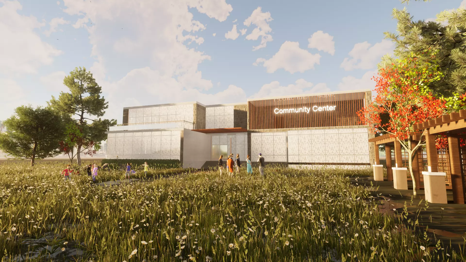 Revit Community center 2020 3D model_0