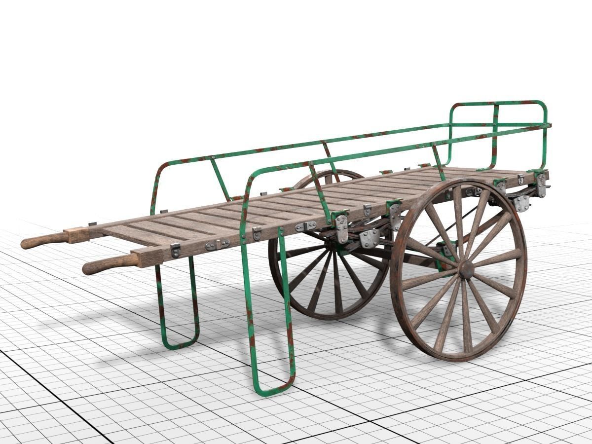 old luggage barrow Low-poly 3D model_2