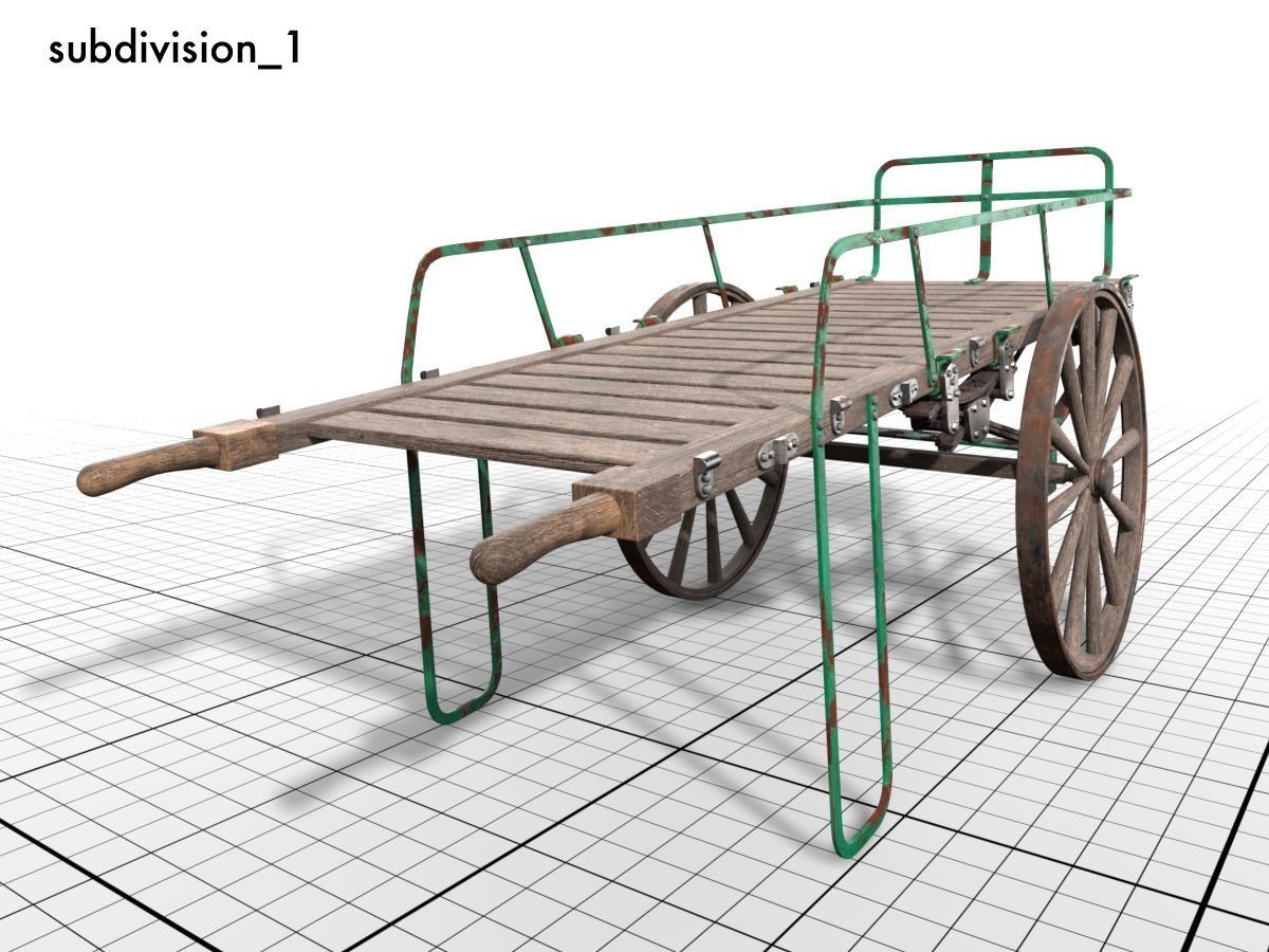 old luggage barrow Low-poly 3D model_1