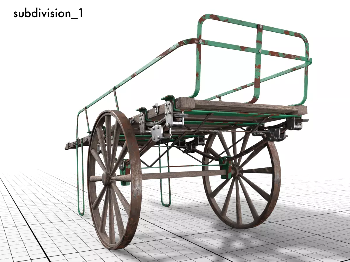old luggage barrow Low-poly 3D model_0