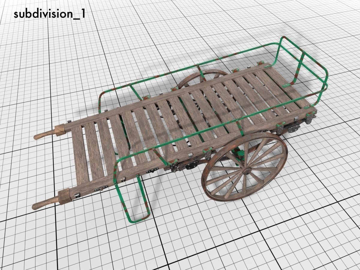 old luggage barrow Low-poly 3D model_5