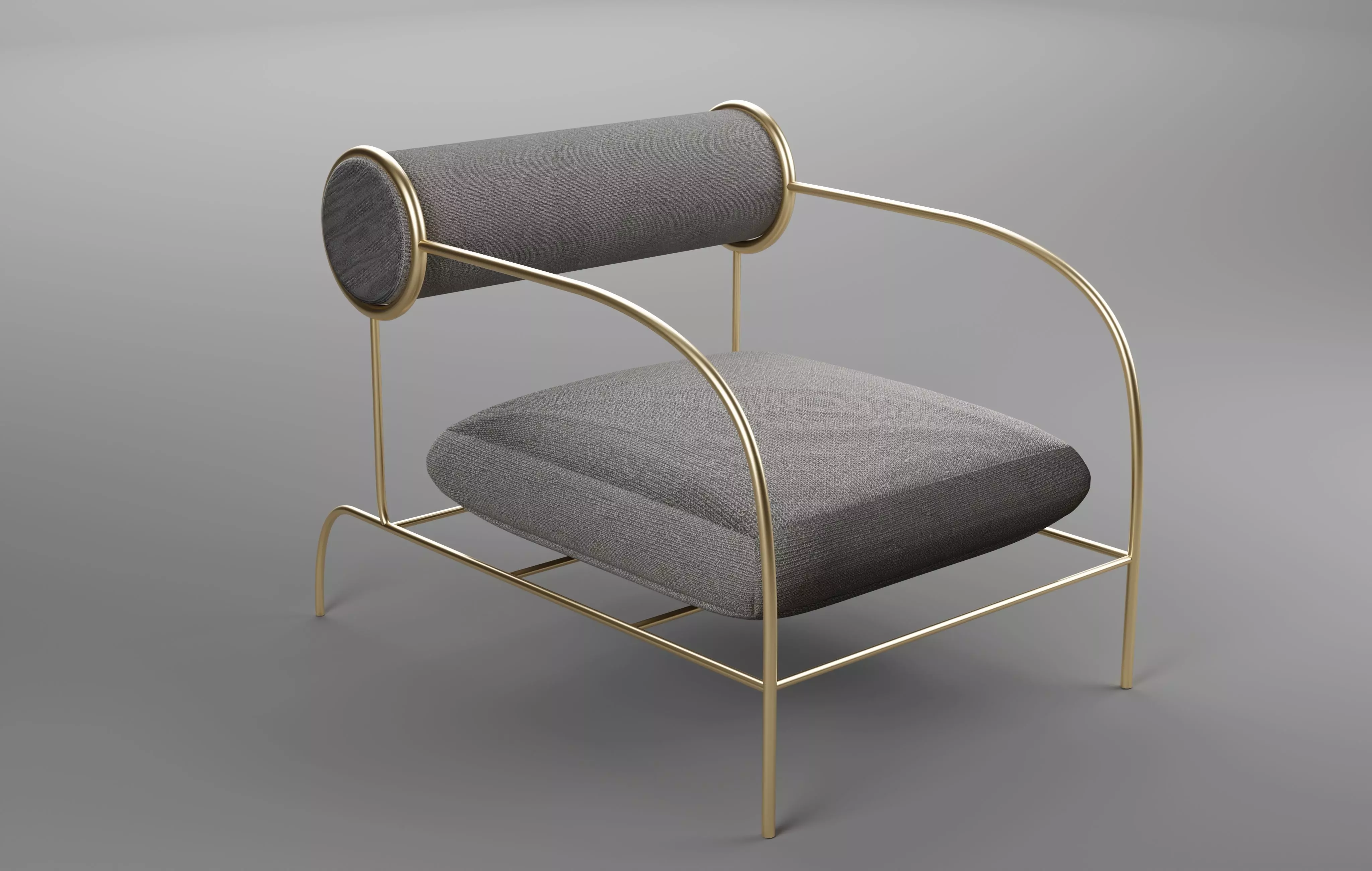 Chair with gold frame and fabric 3D model_0