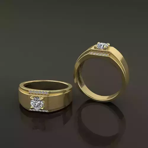 Signet Ring Square Tapered Side Diamond Row Mix Size 7-12