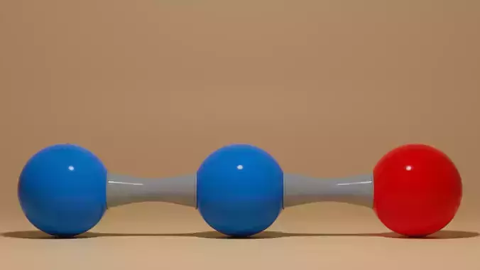 Nitrous Oxide N2O Molecule Low-poly 3D model