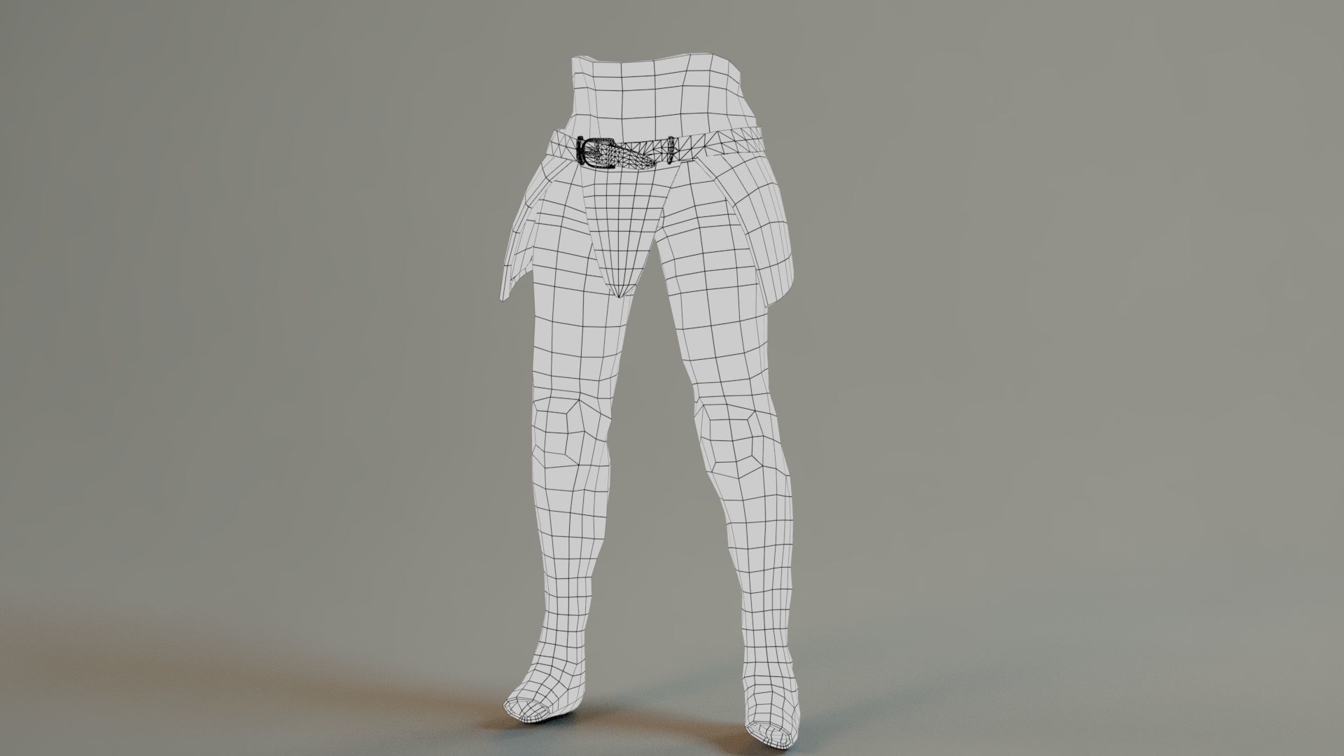 Warrior Belt Pant Model Low-poly 3D model_9