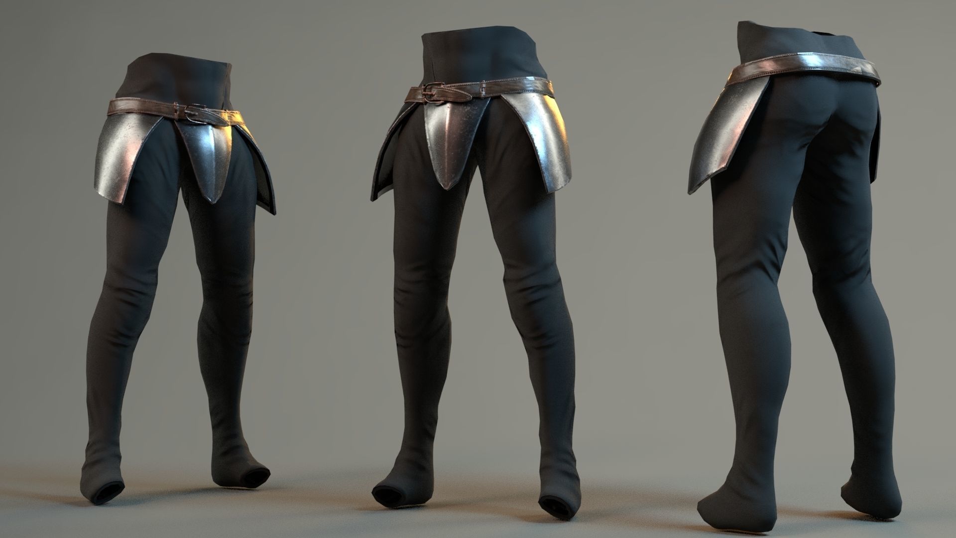 Warrior Belt Pant Model Low-poly 3D model_5