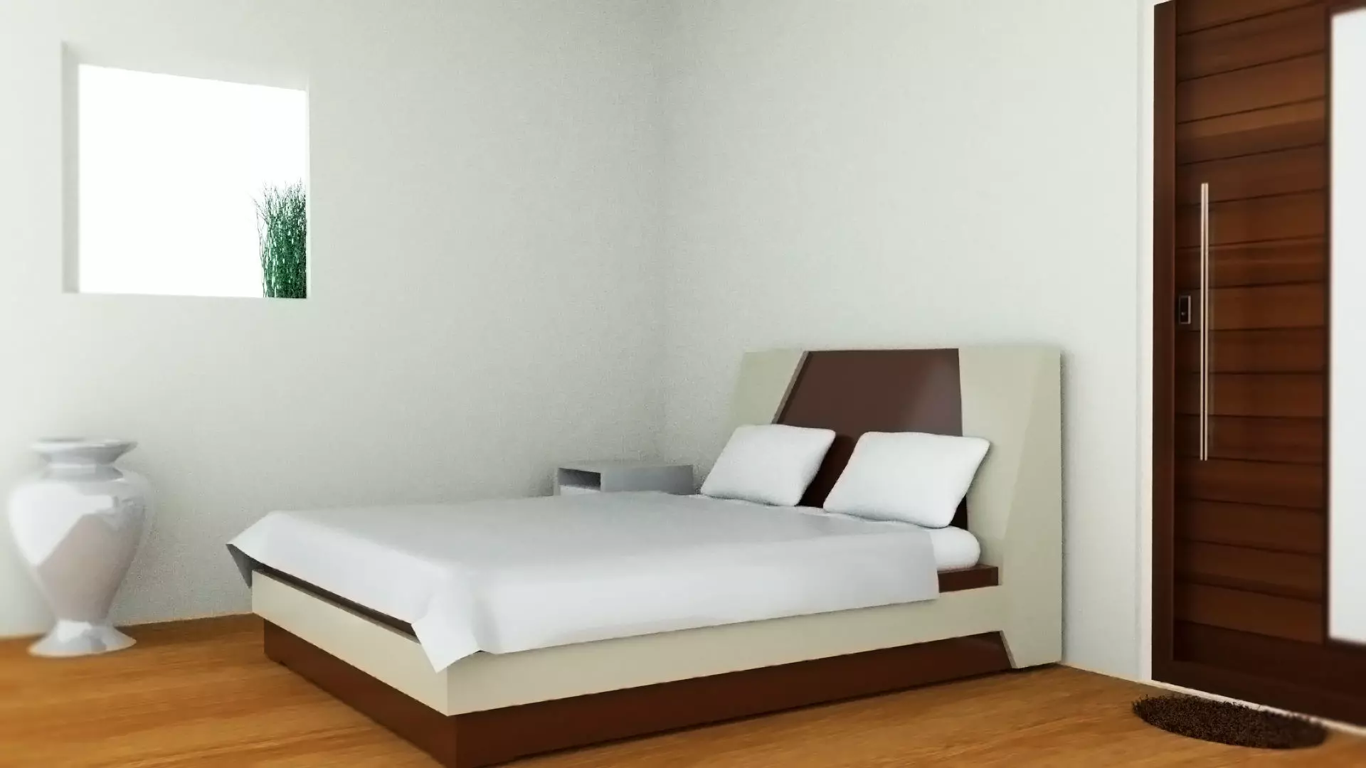 Bedroom with walls and wooden floors Free low-poly 3D model