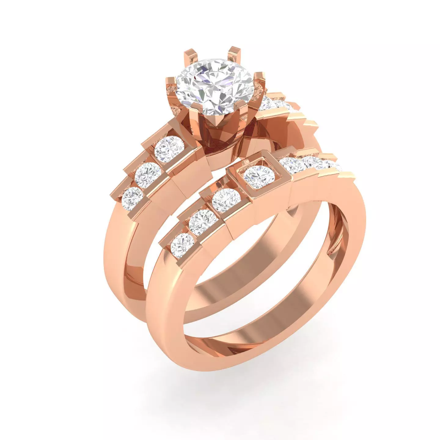 Solitaire Ring with Band - 140957 3D print model_0