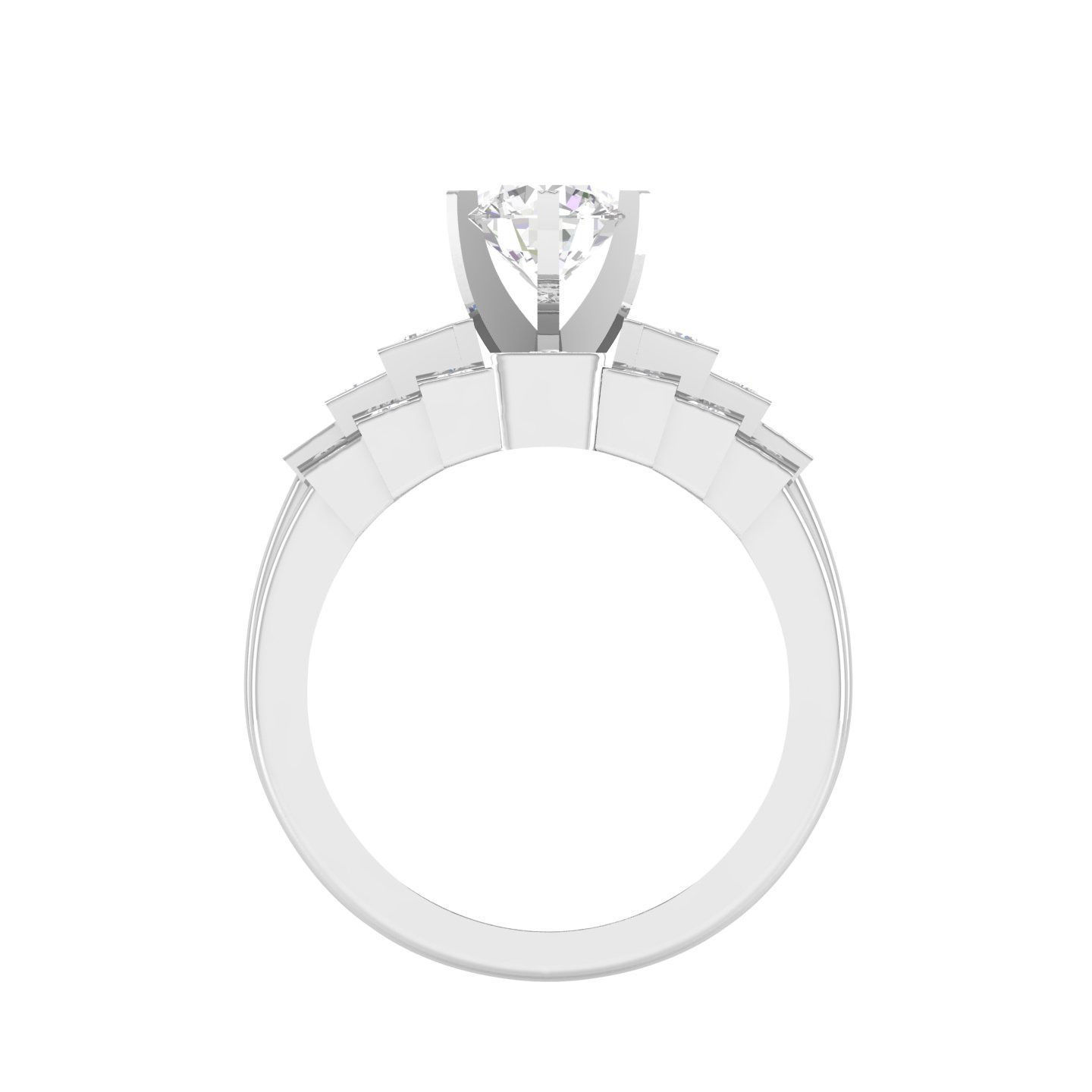Solitaire Ring with Band - 140957 3D print model_5